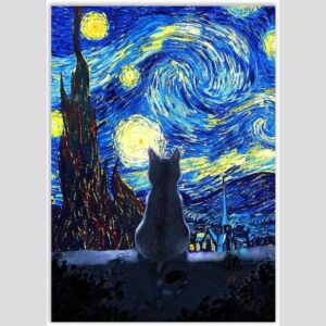 Compra por Categoria>Divertidos placa gato van gogh arte