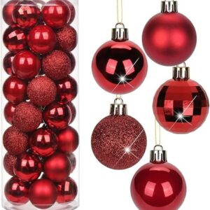 Kit 20 Bolas Lisas Foscas Glitter Vermelho 6 CM Enfeites De Natal Para Árvore Natalina