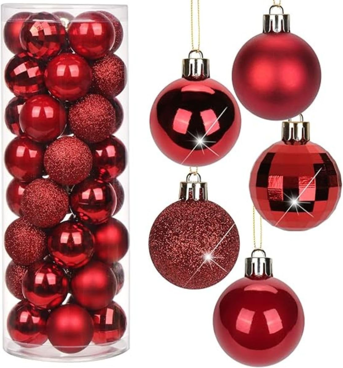 Kit 20 Bolas Lisas Foscas Glitter Vermelho 6 CM Enfeites De Natal Para Árvore Natalina Kit 20 Bolas Lisas Foscas Glitter Vermelho 6 CM Enfeites De Natal Para Árvore Natalina