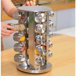 Porta Condimentos Base Giratório Inox 20 Potes - Temperos